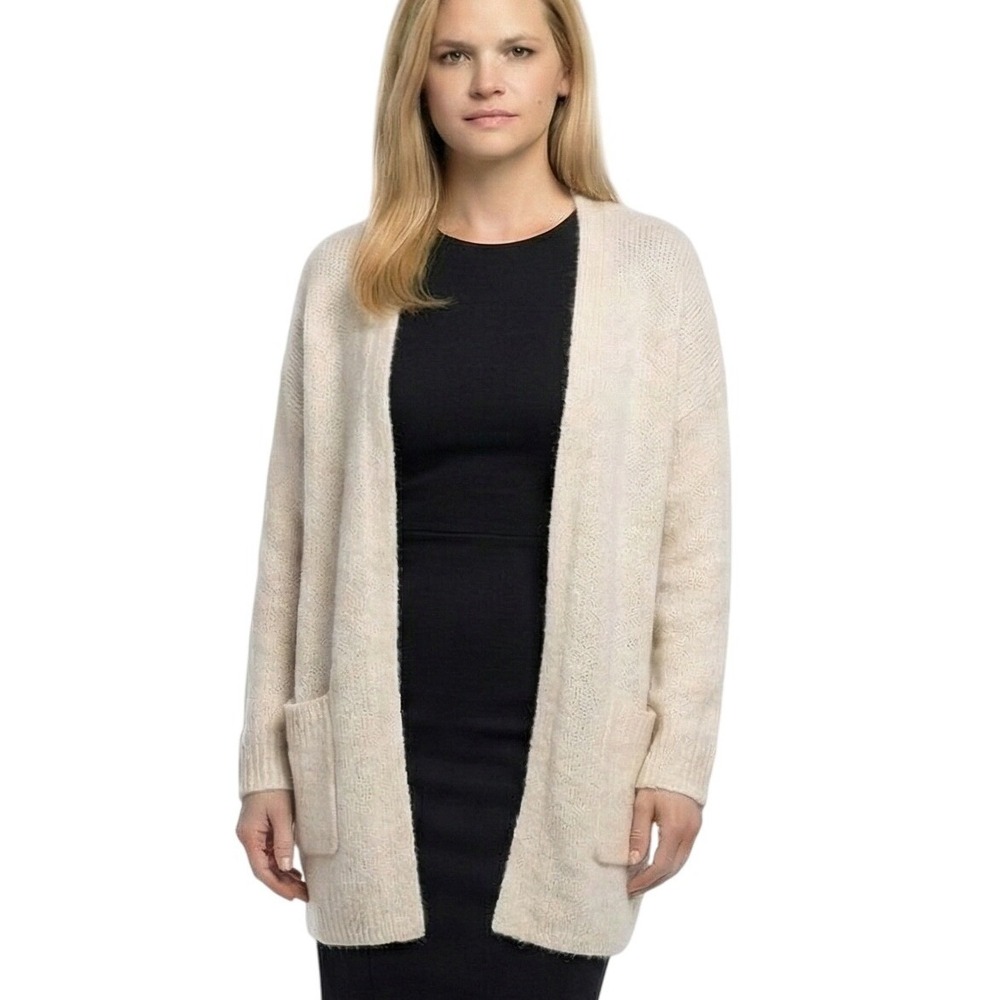 Abercrombie & Fitch Cardigan Womens Small Cream White Open Front Knit Sweater